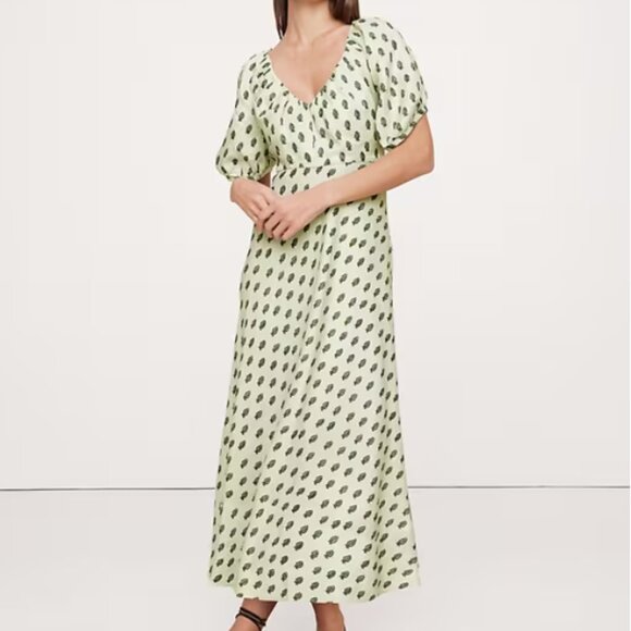 Banana Republic | NWOT Viscose-Linen Ruched Maxi Dress - Picture 1 of 3